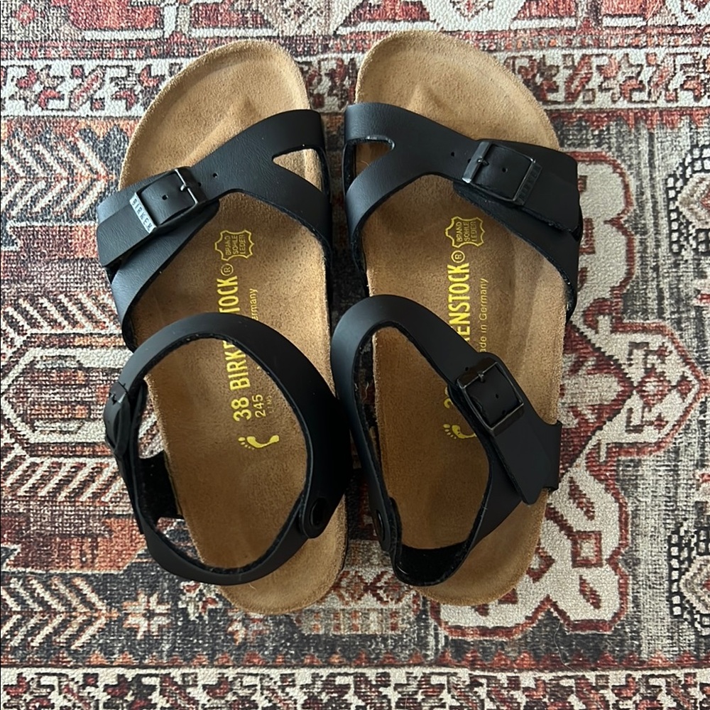 NEW Birkenstock Rio Birko Flor Sandals - Black